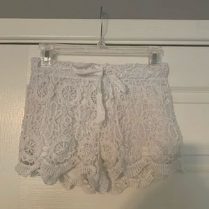 White lace shorts